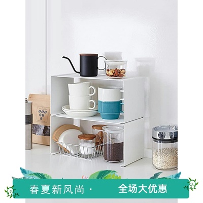 懒地日式简约铁艺厨房置物架台面调料架橱柜分层架木质整理架子