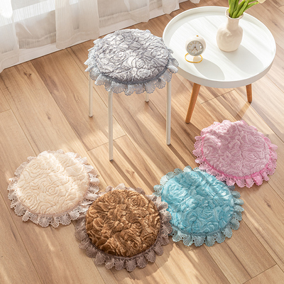 圆形坐垫凳子椅垫毛绒防滑圆凳套学生凳餐桌椅藤椅垫卧室地上座垫