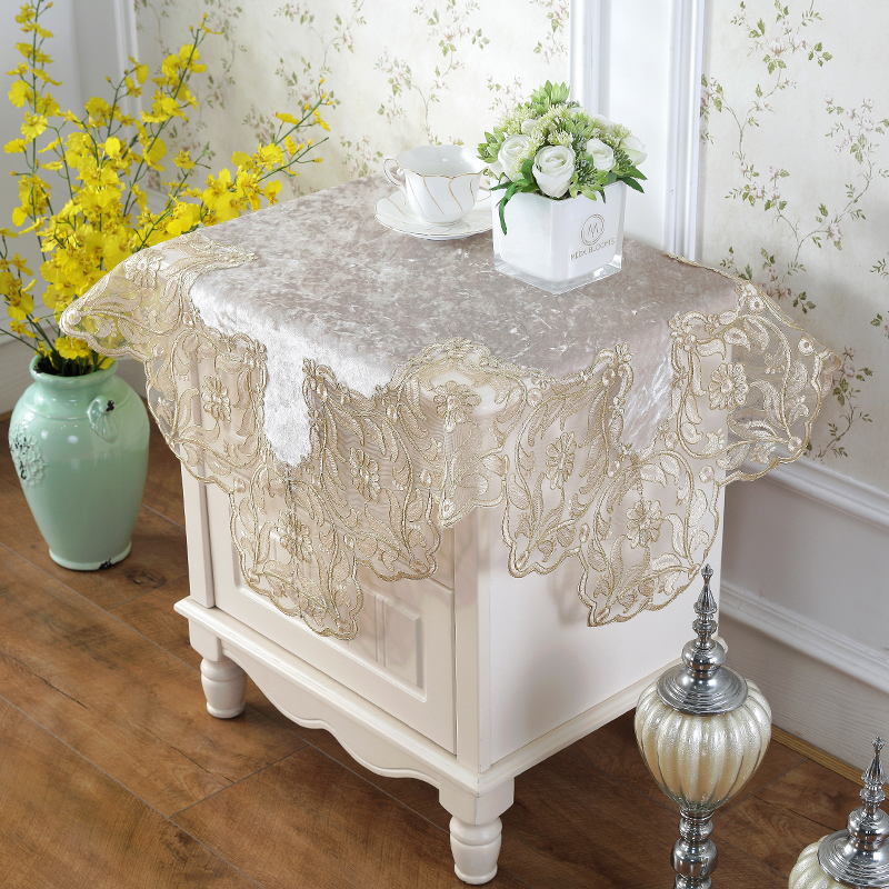 床头柜盖布欧式公主风防尘布多用盖巾洗衣机罩冰箱防尘罩床头柜罩