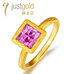 justgold鎮金店萤火紫黄金足金戒指1727011Y