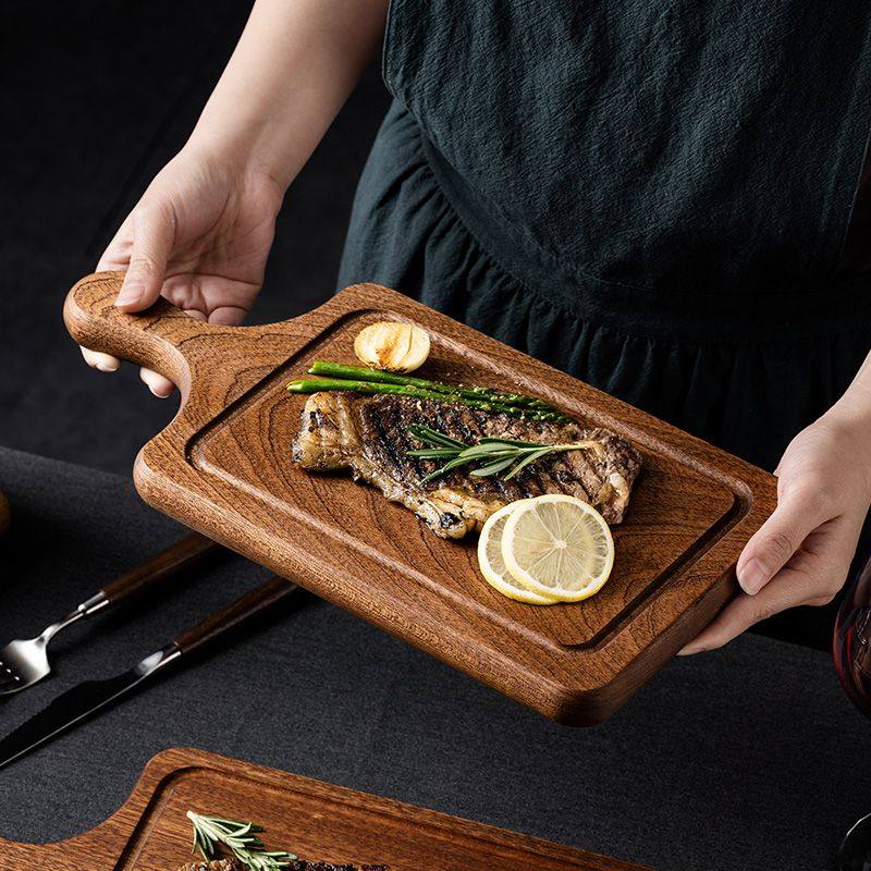 网红实木牛排板牛排盘子家用西餐盘长方形日式牛扒面包披萨板托盘,厨房/烹饪用具,砧板/菜板,淘宝优惠券,粉丝福利购,淘宝优惠卷