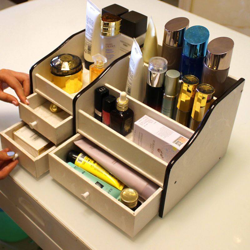 化妆品收纳架梳妆台收纳盒古风大号桌面置物架多层木质口红化妆盒,收纳整理,桌面收纳盒,淘宝优惠券,粉丝福利购,淘宝优惠卷