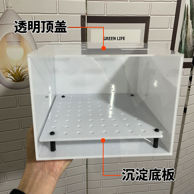 方形黑白亚克力乌龟缸鳄龟专用缸透明鱼缸有机玻璃发色龟缸饲养箱
