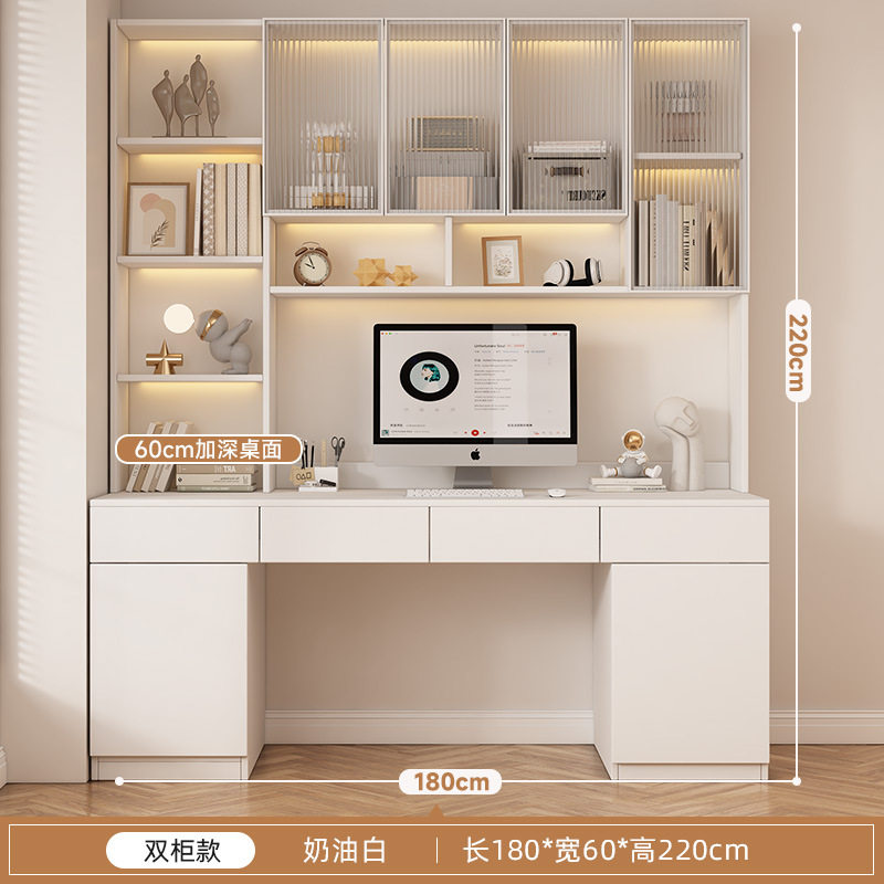 家用台式电脑桌儿童书桌书架一体桌小户型办公桌学生学习实木桌子