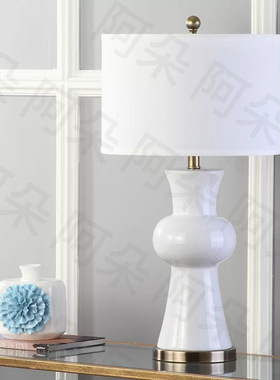 现代简约卧室台灯个性白色床头灯陶瓷美式客厅台灯T166