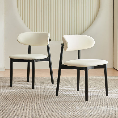 北欧原实木餐椅家用轻奢现代简约设计师靠背餐桌椅子奶油风书桌凳