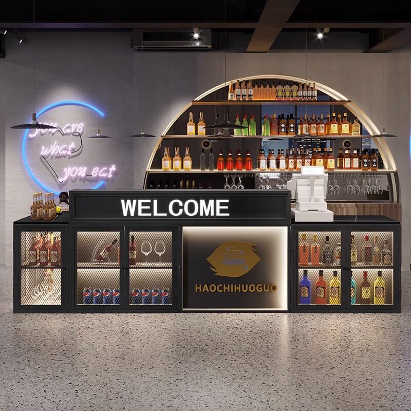 工业风酒吧吧台复古铁艺收银台烧烤店火锅店咖啡厅接待前台转角
