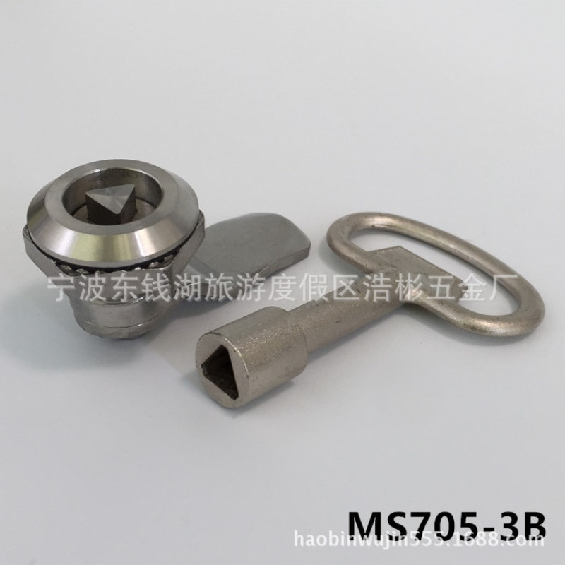 供应不锈钢电柜转舌锁圆柱锁MS705-3B工业柜平面锁