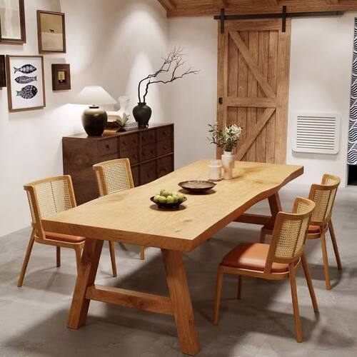 日式风实木餐桌鲸鱼餐桌椅组合客厅书桌饭桌家用长方形北欧工作台