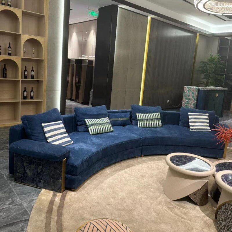 北欧风极简意式弧形现代轻奢大户型别墅客厅新款多人组合沙发酒吧