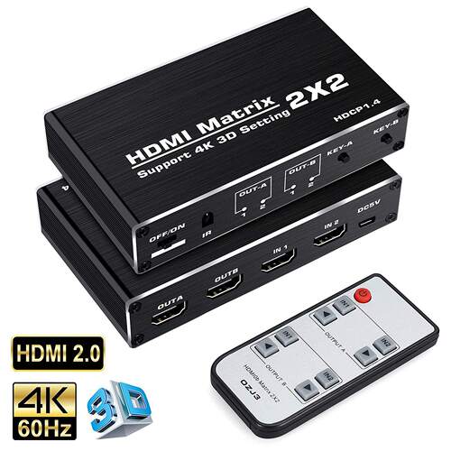 4K HDMI矩阵二进二出 HDMI Matrix 2x2HDMI矩阵4K60HZ YUV4;2;0