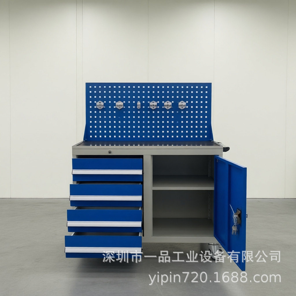 四抽带侧柜工具柜移动螺丝五金手推式抽屉式工具车带挂板的工具车