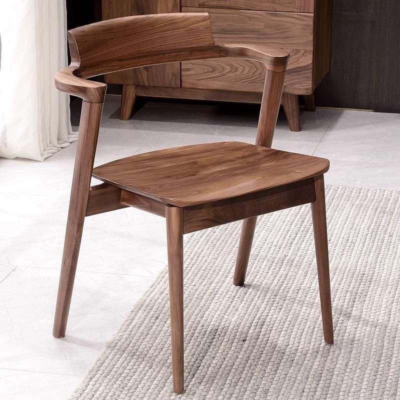 北欧全实木餐椅现代简约餐厅黑胡桃木吃饭椅子樱桃木书桌椅办公椅