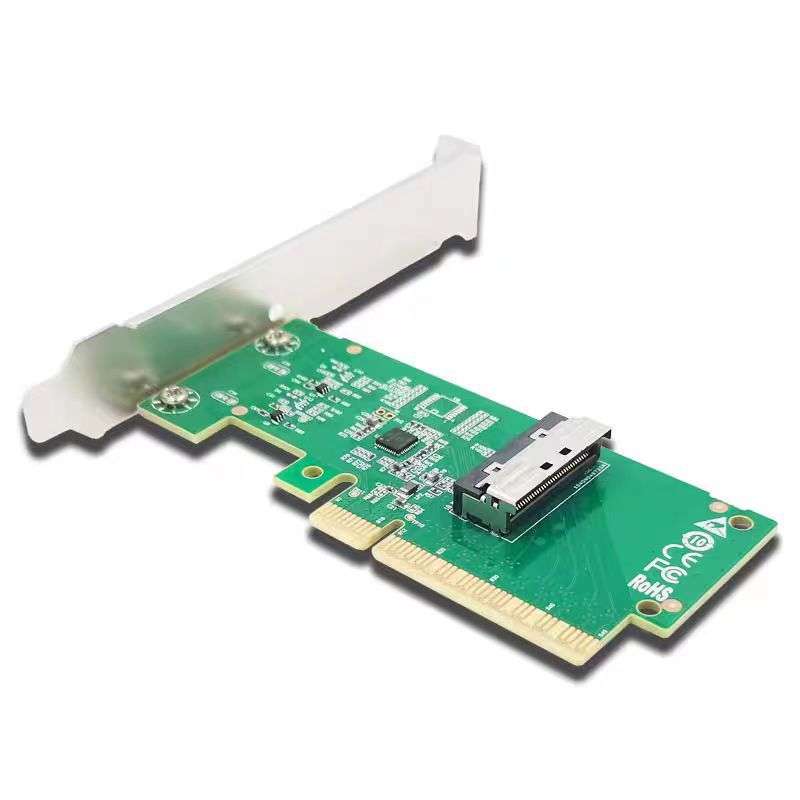 PCIe5.0 x8 to MCIO 8i NVMe+PCIe4.0 SlimSAS SFF8654转接卡