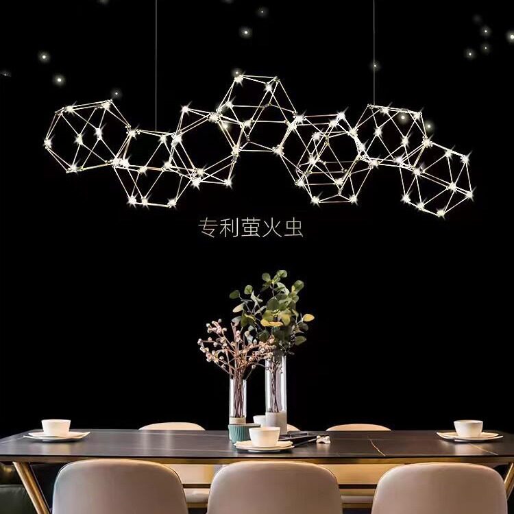 餐厅吊灯2024年新款吧彩灯台灯萤火虫极简轻奢饭厅家用网红led