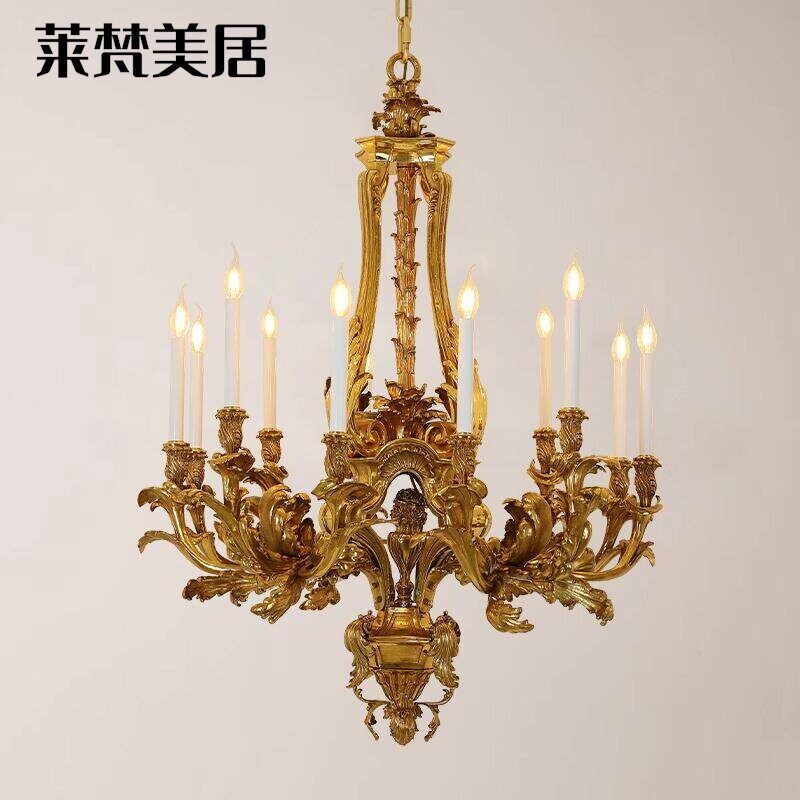 莱梵美居别墅客厅大吊灯欧式酒店复古全铜灯具创意法式蜡烛复式楼