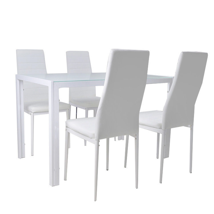 奶油风轻奢钢化玻璃餐桌家用餐桌椅简约洽谈桌glass dining table