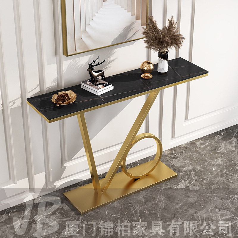 北欧大理石玄关桌简约岩板案台入门装饰桌靠墙条案客厅玄关桌子图片