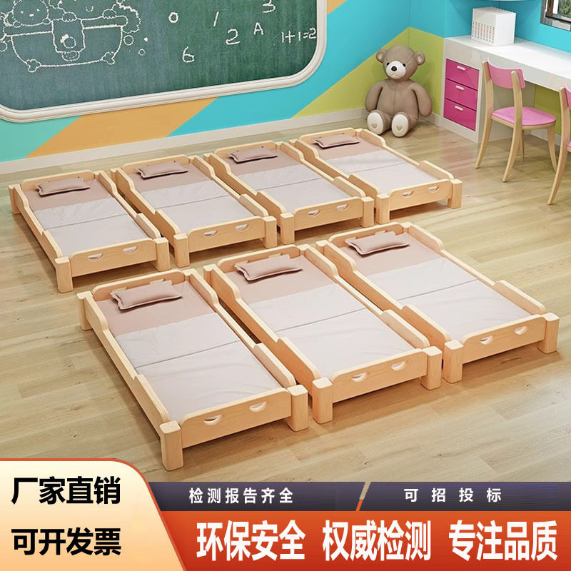 幼儿园实木加厚重叠午睡床