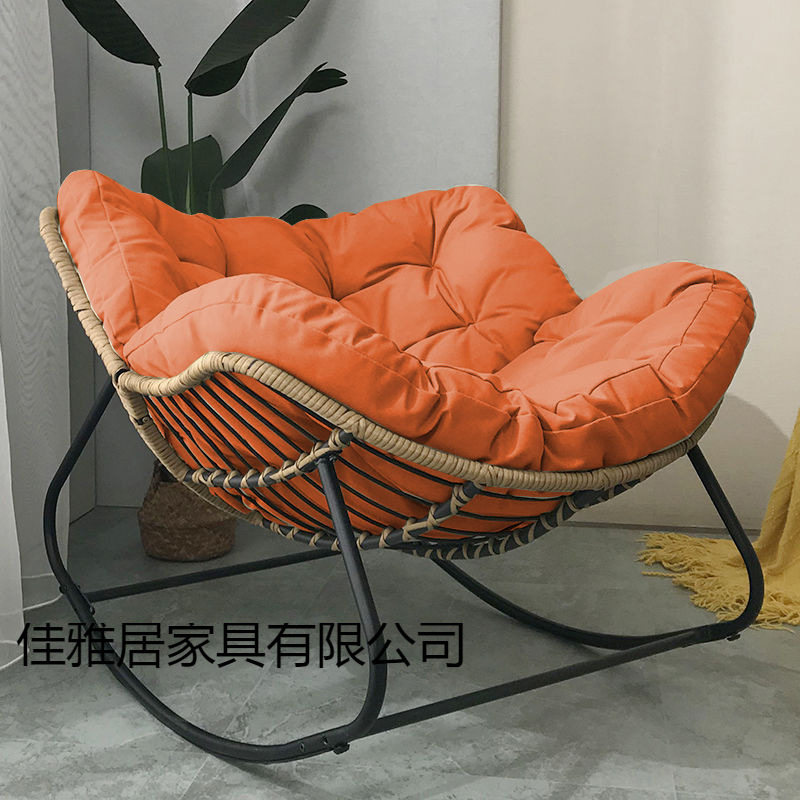 编藤鸟窝摇摇椅可坐可躺懒人摇椅阳台家用休闲藤椅铁艺双人摇摇椅