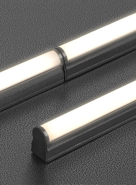 ?黑色灯管T5一体led工业风复古线条形明装支架吊装墙壁日光长条