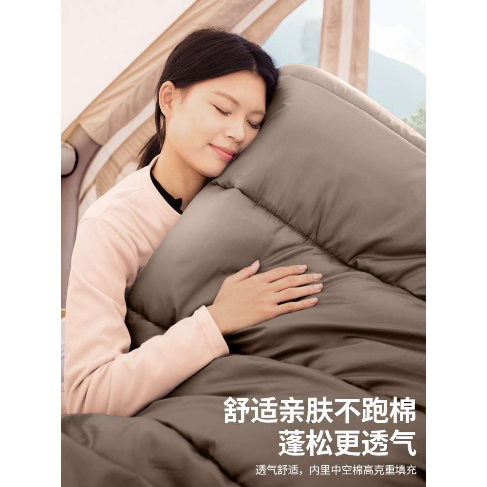 北山狼户外加绒超厚睡袋成人户外露营被子两用车用单人四季通用款