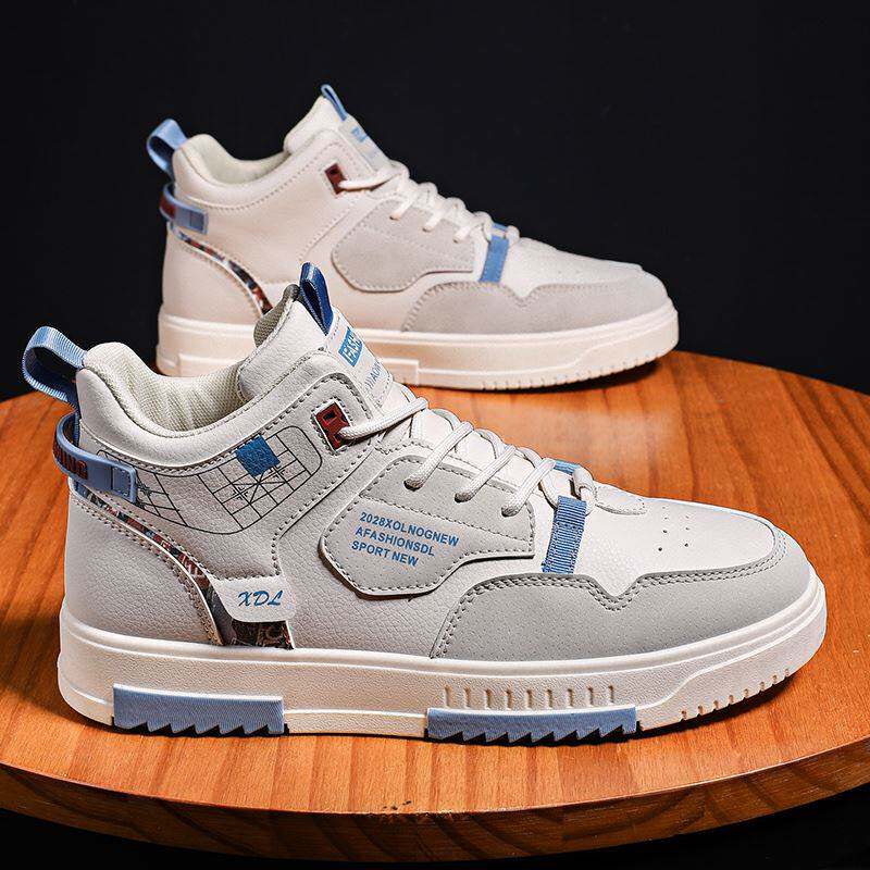 秋季高帮鞋男鞋透气潮流百搭板鞋男生休闲初中生运动潮鞋鞋子男款