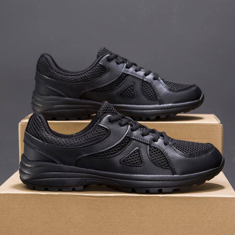 保安鞋男夏季网面轻便透气黑色作训鞋新式军训物业工作安保鞋子女