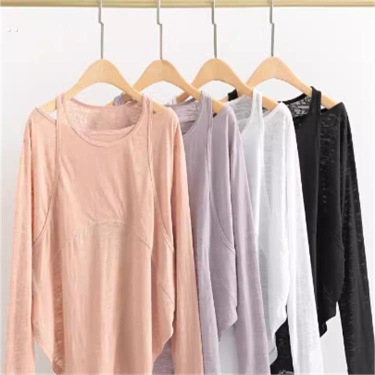 瑜伽服上衣女轻薄宽松显瘦长袖速干健身t恤跑步透气运动罩衫