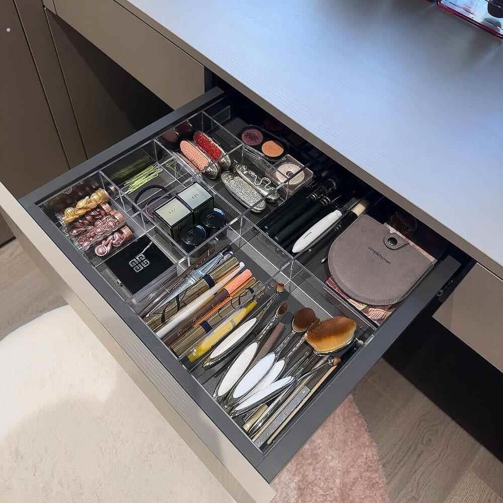 化妆品抽屉收纳分隔板可移动收纳盒桌面抽屉里面的收纳分隔压克力