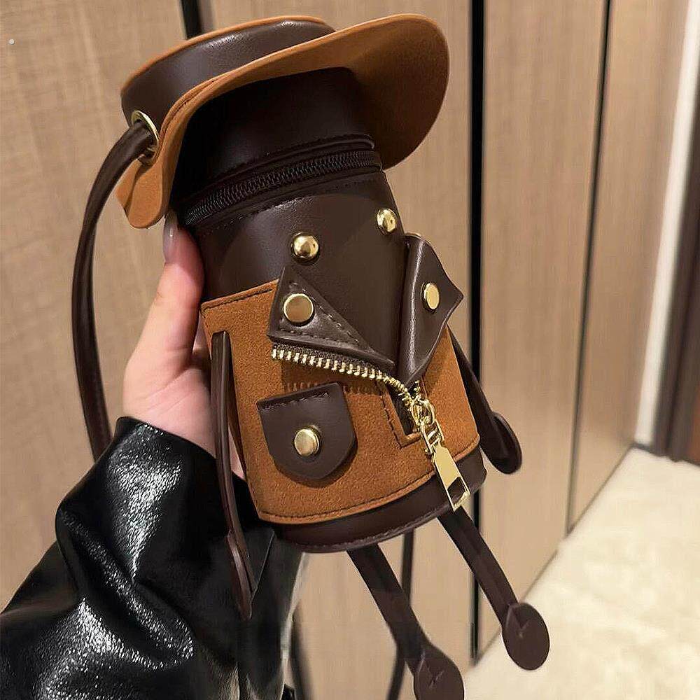 【巨可爱的杯套】秋冬新款保温杯保护套防烫斜挎可背带复古皮革款