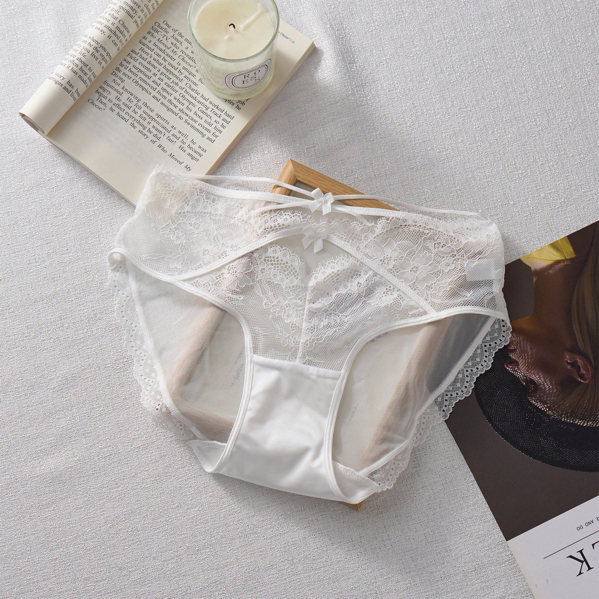 纯欲风蕾丝系带蝴蝶结内裤女镂空纯棉裆三角裤透气网纱低腰女士,女士内衣/男士内衣/家居服,女三角裤,淘宝优惠券,粉丝福利购,淘宝优惠卷