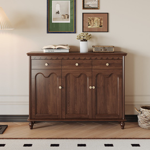 北美入户门厅玄关柜实木三门鞋柜美式复古轻奢乡村简约实木储物柜