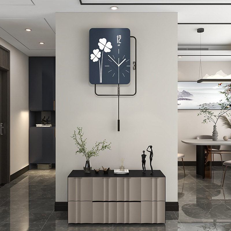 新款中国风简约挂钟客厅玄关背景装饰画时钟挂墙家用个性创意钟表