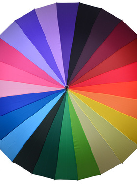 xyt24骨超 大直杆弯柄彩虹伞韩版长柄双人自动男士女士16色晴雨雨