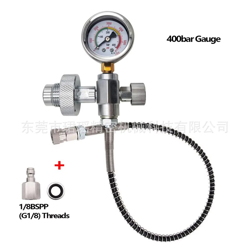 潜水G5/8螺纹充气具竖款充气接头50cm管子带1/8BSP内牙公头