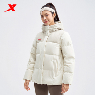 特步CHINA国潮鸭绒三防羽绒服女款 连帽加厚保暖轻量976428190374