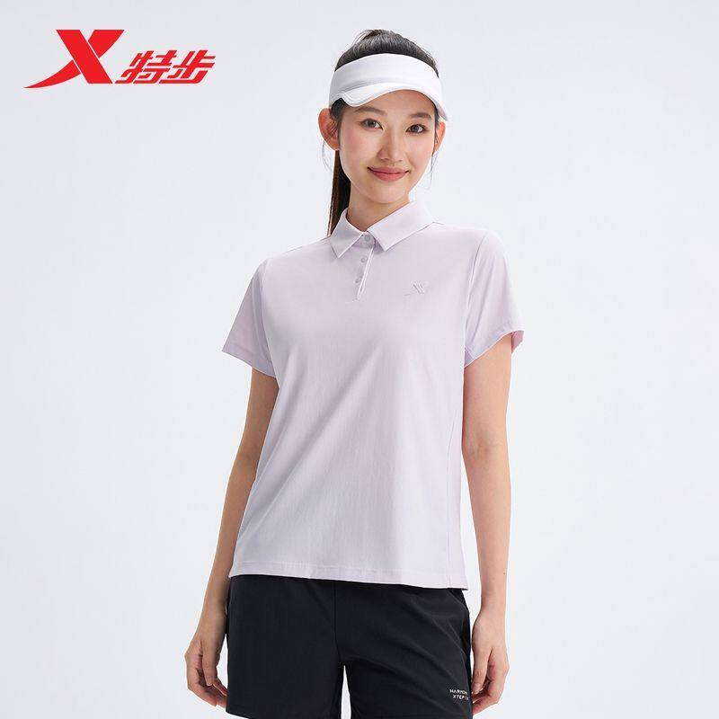 特步女子综训短袖POLO衫2026夏季新冰丝凉爽舒适短袖974228020200