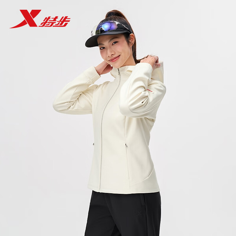 特步保暖风衣女2025冬季新款健身训练加绒连帽外套女975428160031,运动服/休闲服装,运动风衣,淘宝优惠券,粉丝福利购,淘宝优惠卷