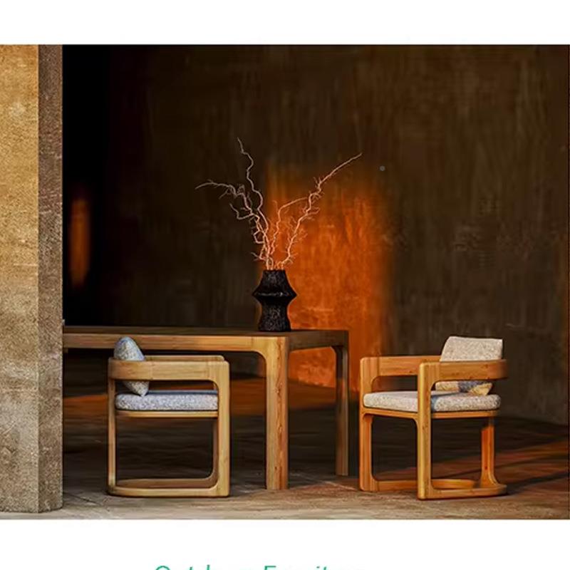 户外休闲花园发椅组合北欧套设计露台别墅929户外柚木沙沙发茶几