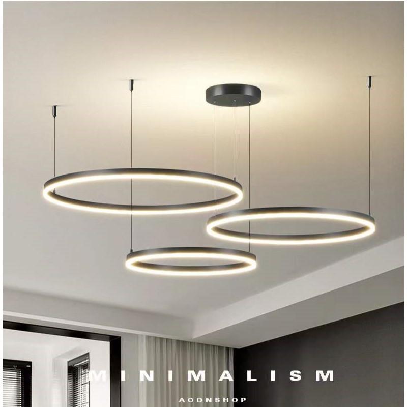 客厅吊灯约现代简大气圆环梯复吊式楼大灯北欧轻奢420网红楼餐厅