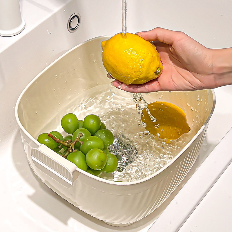 沥水篮家用厨房食品级水槽洗菜盆多功能加厚水果篮蔬菜轻奢收纳篮,餐饮具,洗菜盆/沥水篮/漏水筛,淘宝优惠券,粉丝福利购,淘宝优惠卷