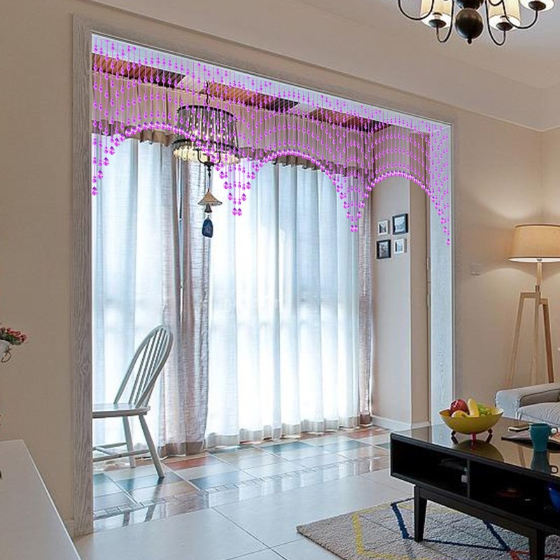 水晶珠帘葫芦门帘紫色风水珠帘门帘隔断免打孔挂帘U大门卫生间帘