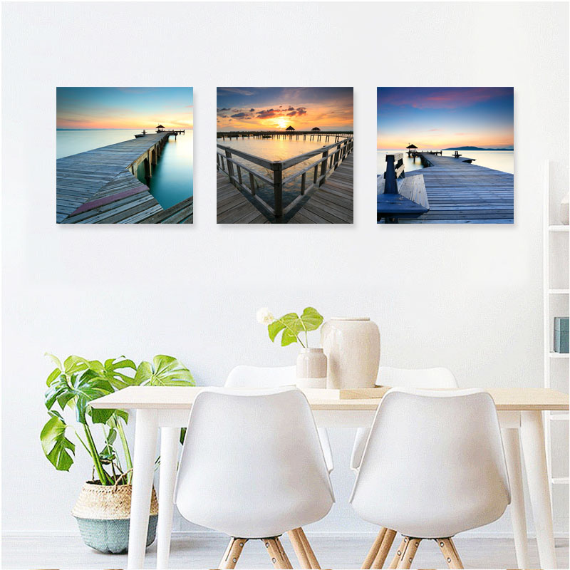 地中海风b格装饰画现代简约无框画码头风景楼梯间挂画餐厅壁画卧图片