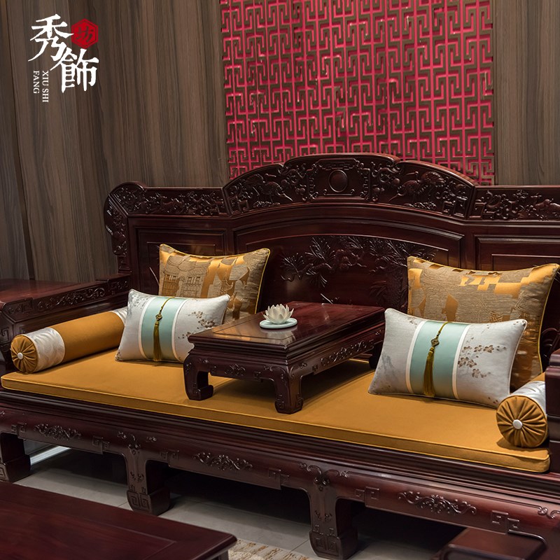 新中式罗汉床垫子古典实木家具海绵垫红木沙发坐垫飘窗垫乳胶定制