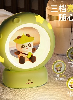 充电款氛围感可爱熊猫小夜灯儿童女孩夜间伴睡卧室睡眠灯生日礼物