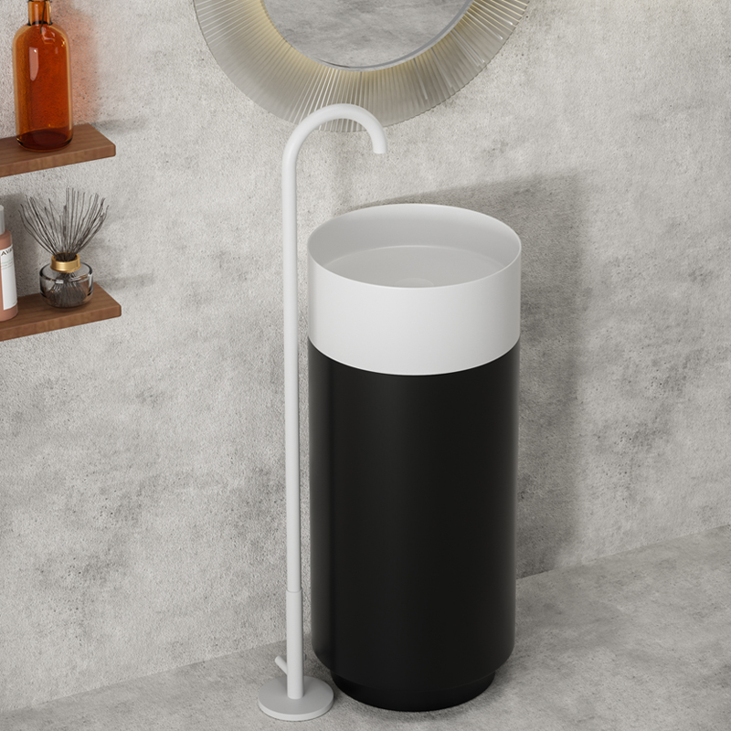 不锈钢立柱c盆创意双拼色落地式洗手盆酒店卫生间洗脸盆民宿艺术