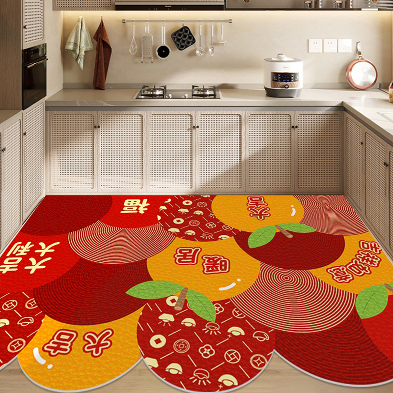暖居厨房地垫防水防油门口地毯pvc防滑可擦免洗喜庆满Y铺专用加厚