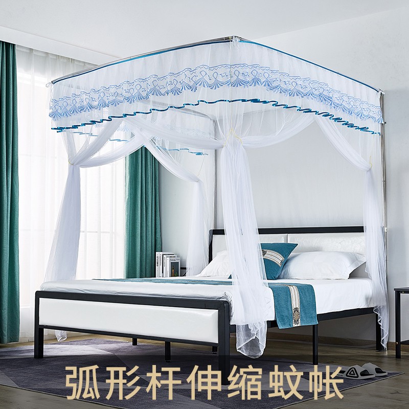 2021新款u型伸缩蚊帐家用免安装导轨落地支架折叠1.5m1Y.8米公主