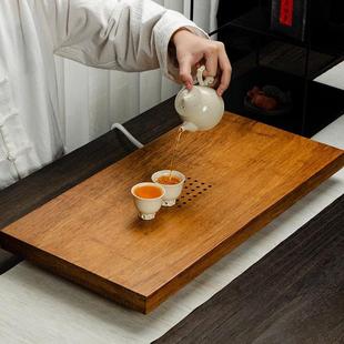 储水大号简约茶台家用办公竹制茶海茶托 长方形重竹茶盘抽屉式